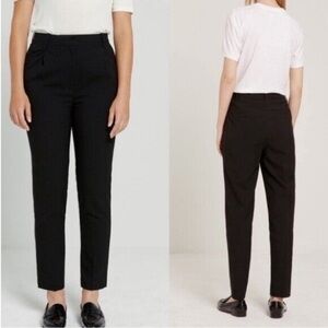 NWT Frank & Oak Grant Wool High Rise Tapered Black Trouser Work Career Easy 12